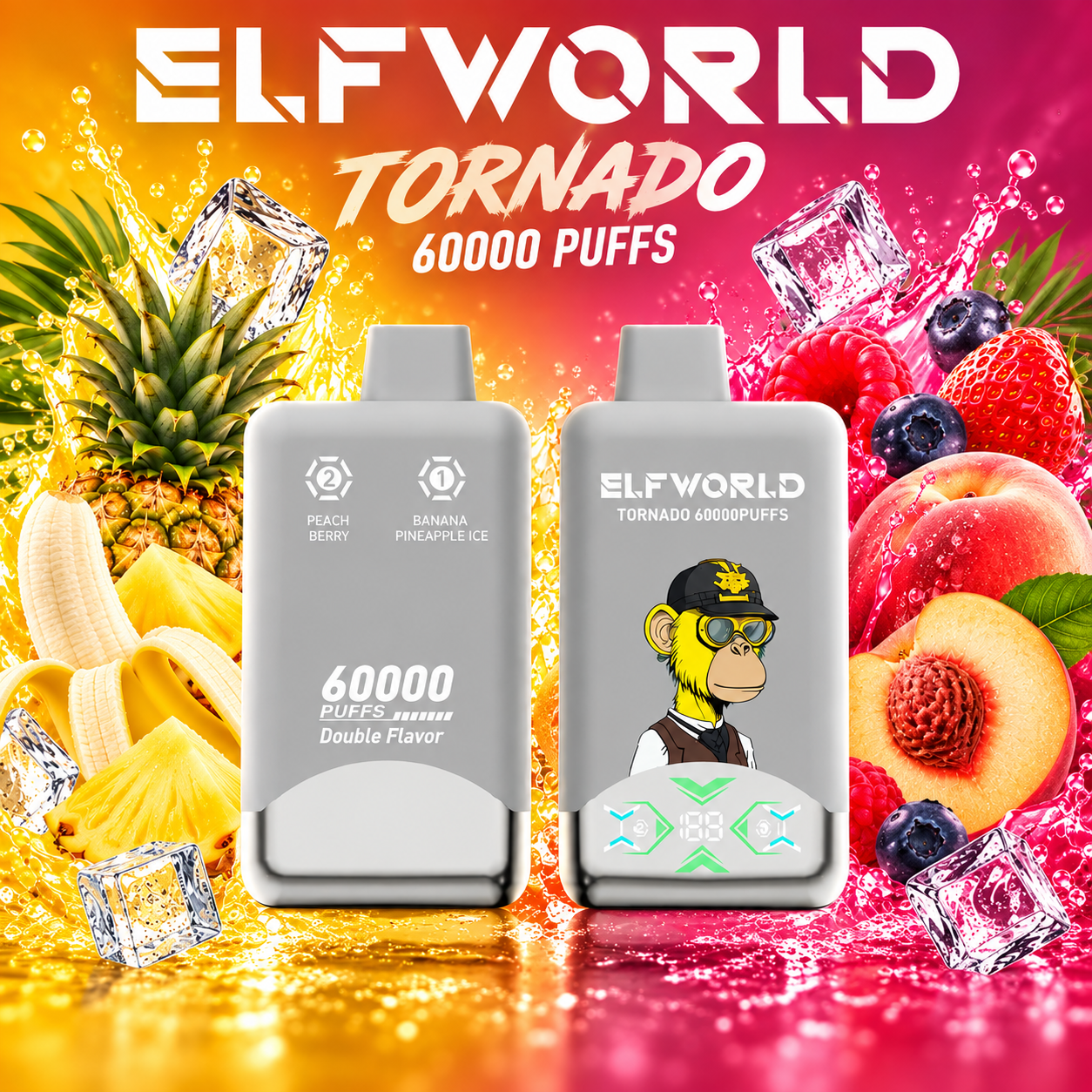 ELF WORLD Tonaldo 66000 Banana Pineapple ice & Peach Berry