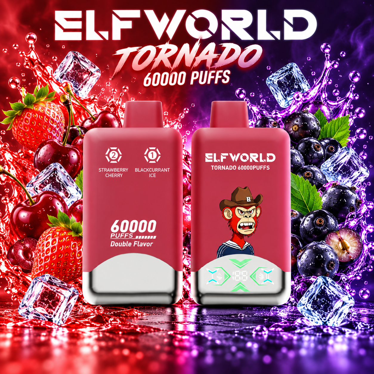 ELF WORLD Tonaldo 66000 Чорносмородиновий лід та полунично-вишневий