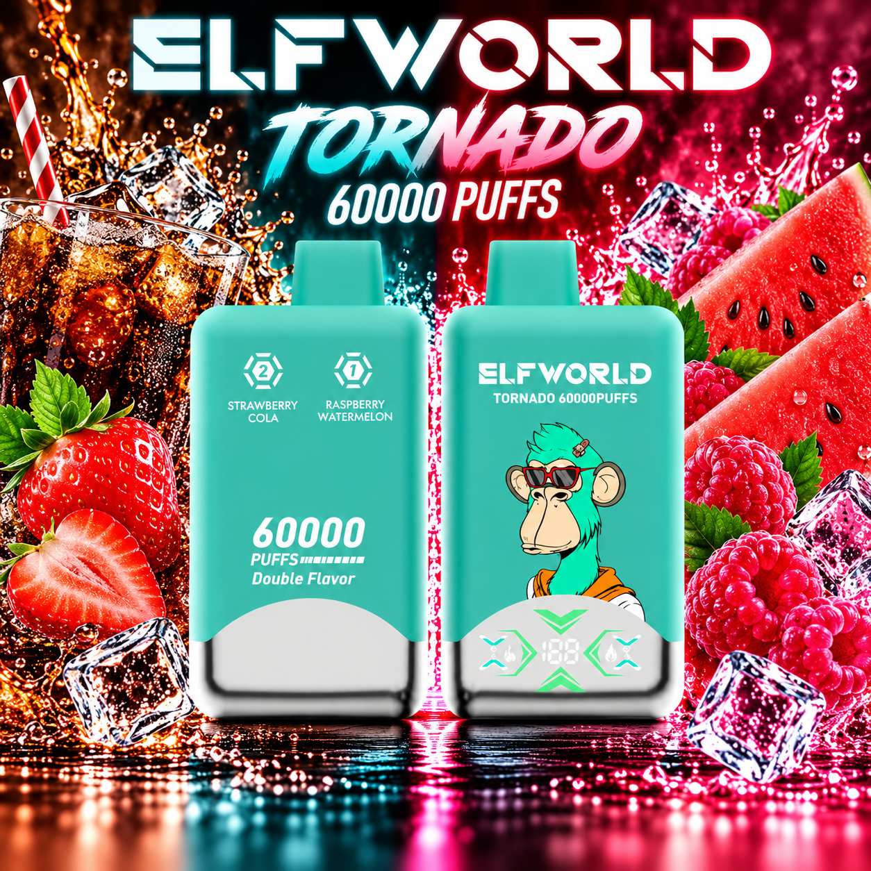 ELF WORLD Tonaldo 66000 Strawberry Cola & Raspberry Watermelon